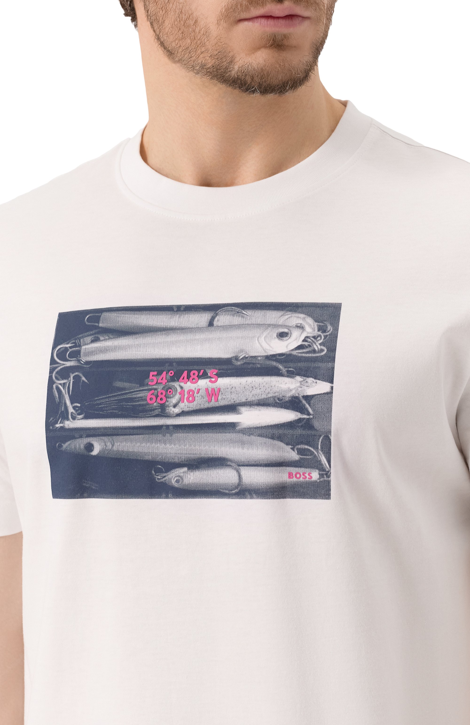 Хлопковая футболка BOSS ORANGE белого цвета по цене 7490 руб., арт. 50539194, фото 5 Хлопковая футболка BOSS ORANGE, арт. 50539194, фото 5