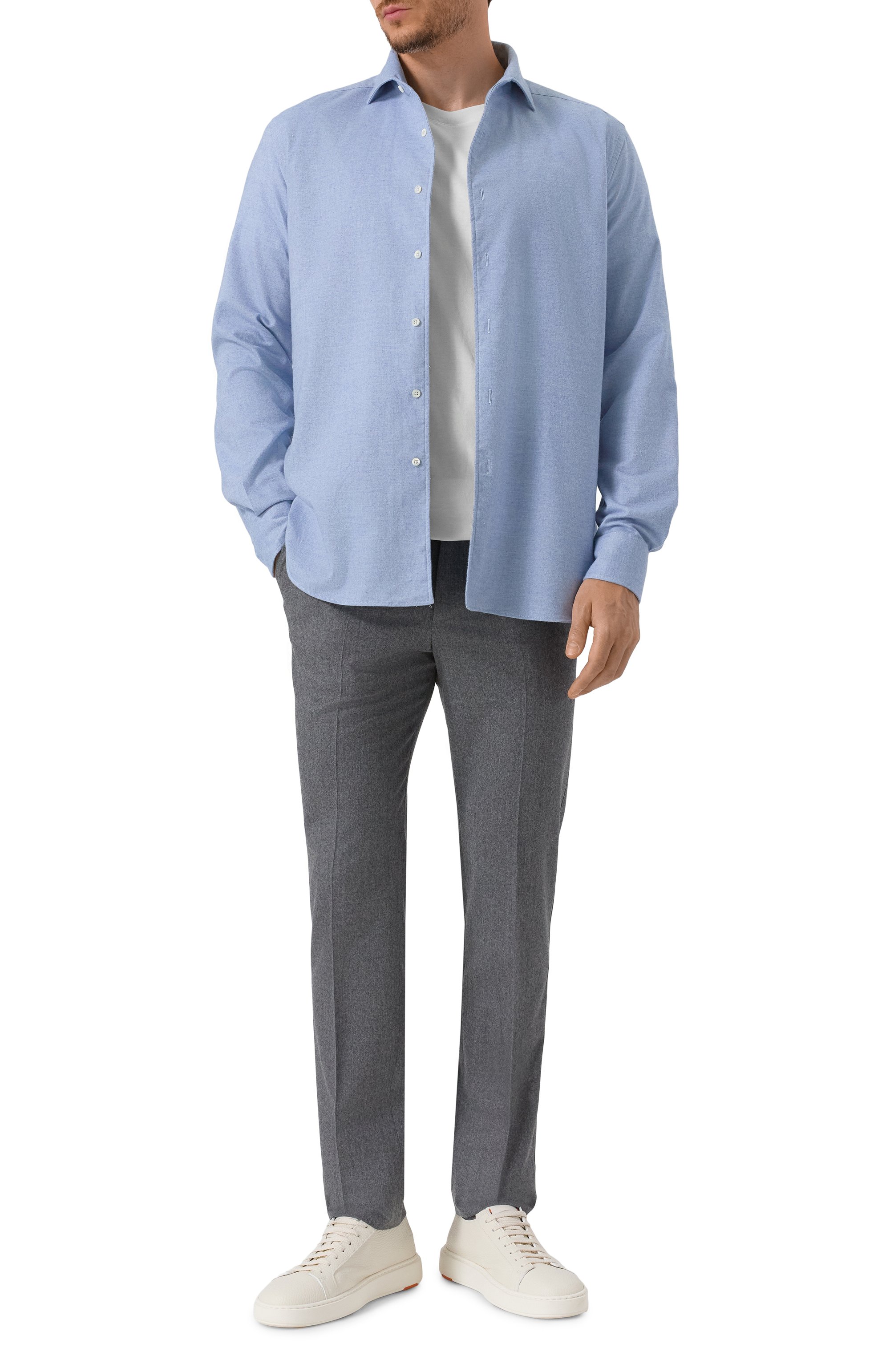 Рубашка из хлопка и кашемира CORNELIANI голубого цвета по цене 46850 руб., арт. 26P156-2611629, фото 2 Рубашка из хлопка и кашемира CORNELIANI, арт. 26P156-2611629, фото 2