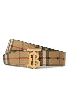 Мужской двусторонний ремень BURBERRY коричневого цвета, арт. 8070286 | Фото 1 (Материал: Экокожа; Случай: Повседневный; Материал сплава: Проставлено; Нос: Не проставлено)