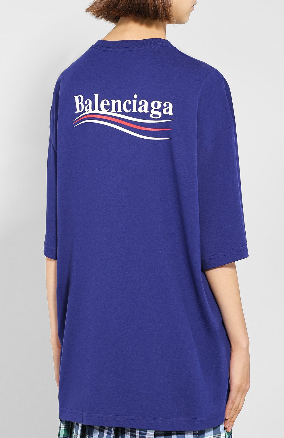 Хлопковая футболка свободного кроя с контрастной надписью BALENCIAGA, арт. 518213/TAV44, фото 4