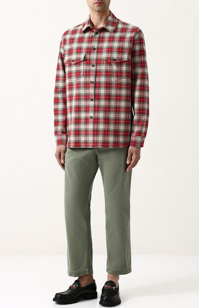 Хлопковая рубашка в клетку с аппликацией на спине GUCCI, арт. 501115/Z345G, фото 2