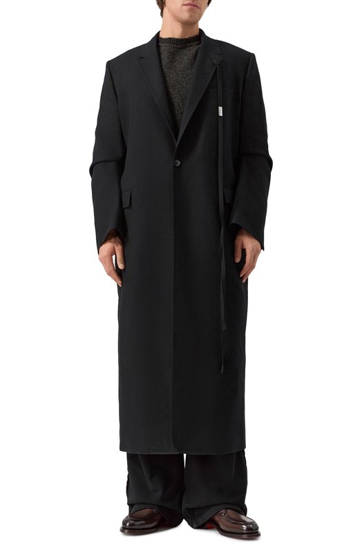 Шерстяное пальто Ann Demeulemeester B0011602/FA207 Чёрный  B0011602/FA207 Фото 3