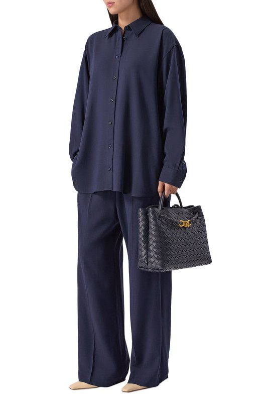 Брюки из вискозы и шерсти TOTEME 254-WRB0370-FB0016 Синий  254-WRB0370-FB0016 Фото 2