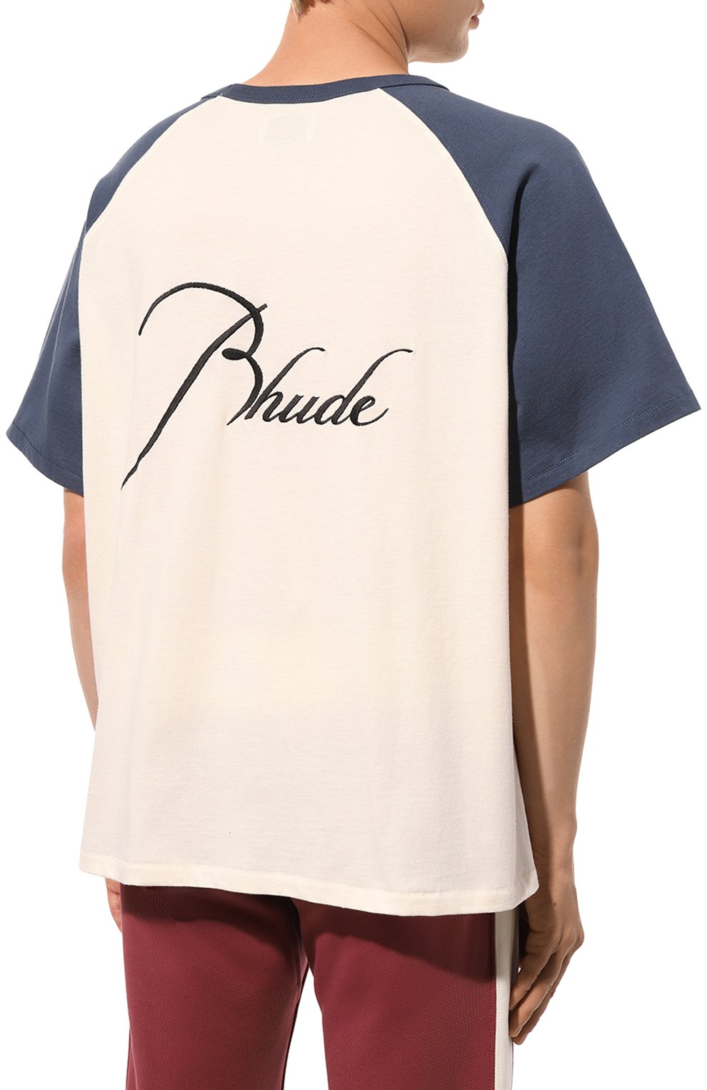 Хлопковая футболка RHUDE кремового цвета по цене 43800 руб., арт. RHPS24TT07012155, фото 4 Хлопковая футболка RHUDE, арт. RHPS24TT07012155, фото 4