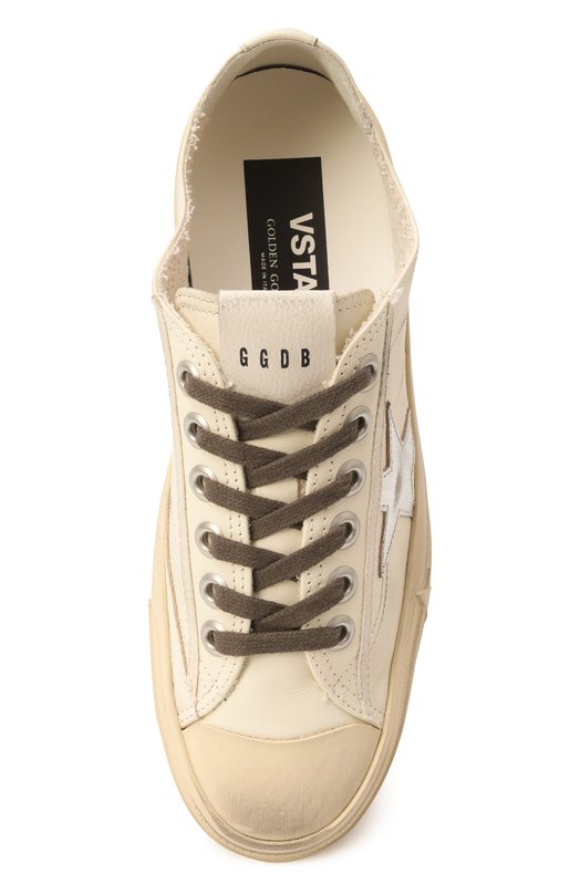Кожаные кеды V-Star Golden Goose Deluxe Brand GWF00129.F006650 Кремовый  GWF00129.F006650 Фото 6