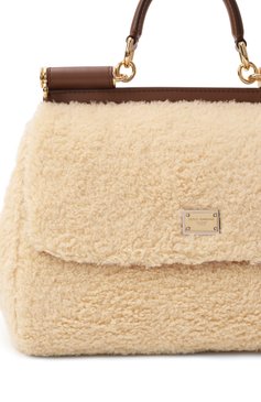 Женская сумка sicily large DOLCE & GABBANA бежевого цвета, арт. BB6002/AN416 | Фото 3 (Размер: large; Ремень/цепочка: На ремешке; Материал: Текстиль, Натуральная кожа)