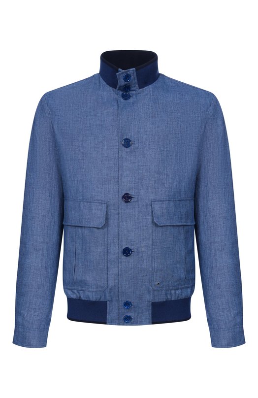 Бомбер из шерсти и льна Stefano Ricci M7J6100371/B127HA_001 Синий M7J6100371/B127HA_001