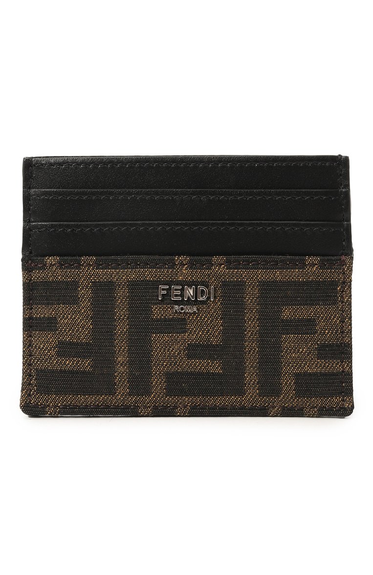 Мужской футляр для кредитных карт FENDI темно-коричневого цвета, арт. 7M0164 ALWK | Фото 1 (Материал: Натуральная кожа; Нос: Не проставлено)