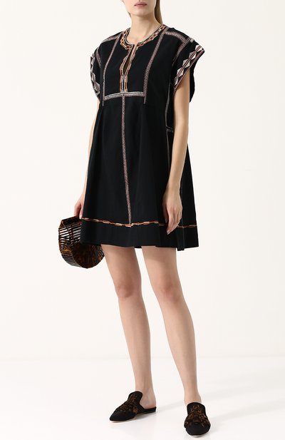 Хлопковое мини-платье свободного кроя ISABEL MARANT ETOILE, арт. R01074-18P032E/BELISSA, фото 2