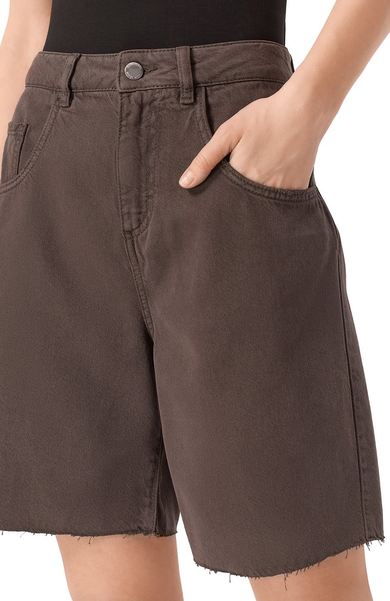 Женские джинсовые шорты ICON DENIM LA коричневого цвета, арт. LEA | Фото 5 (Длина Ж (юбки, платья, шорты): Мини; Материал внешний: Хлопок, Деним; Кросс-КТ: Деним; Стили: Кэжуэл; Автоматизация ТО: Проставлено; Автоматизация состава: Проставлено)