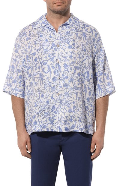 Льняная рубашка KITON голубого цвета по цене 99900 руб., арт. UMC028H08902, фото 3 Льняная рубашка KITON, арт. UMC028H08902, фото 3