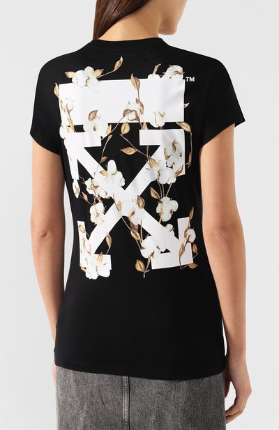 Футболка с логотипом бренда OFF-WHITE черно-белого цвета по цене 18250 руб., арт. 0WAA040R19B980431001, фото 4 Футболка с логотипом бренда OFF-WHITE, арт. 0WAA040R19B980431001, фото 4