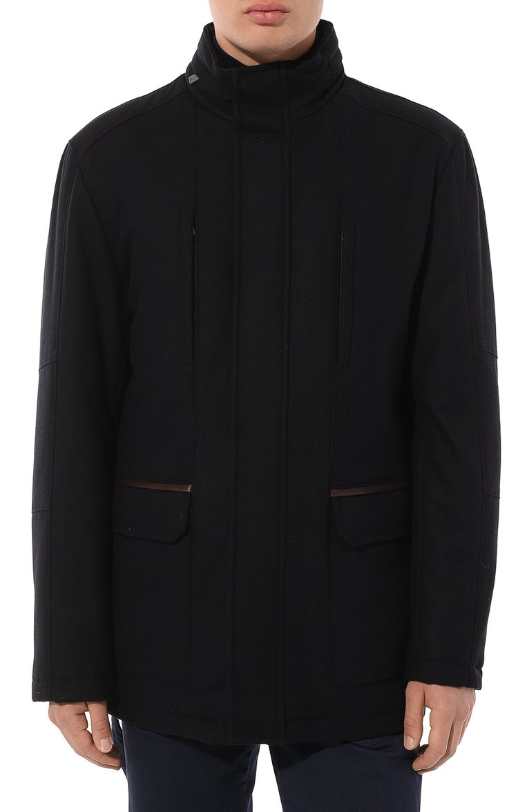 Мужская куртка CORNELIANI темно-синего цвета, арт. 9225B9-3820157 | Фото 3 (Материал подклада: Синтетический материал; Материал внешний: Шерсть, Синтетический материал; Рукава: Длинные; Длина (верхняя одежда): Короткие; Стили: Кэжуэл; Кросс-КТ: Куртка, Утеплен�ные; Мужское Кросс-КТ: утепленные куртки; Автоматизация состава: Проставлено; Автоматизация ТО: Проставлено)
