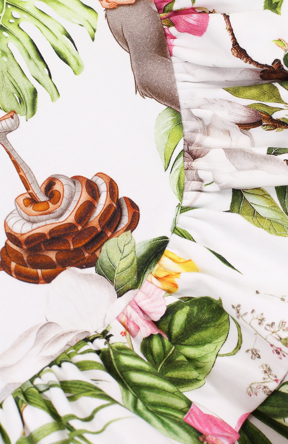 Хлопковое мини-платье с принтом и воланами MONNALISA, арт. 111916, фото 3