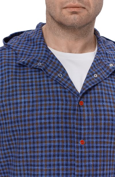 Рубашка из шерсти и шелка KITON синего цвета по цене 193500 руб., арт. UMCPETEK0628G, фото 5 Рубашка из шерсти и шелка KITON, арт. UMCPETEK0628G, фото 5