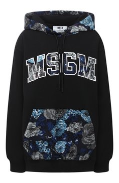 Женский хлопковое худи MSGM черного цвета, арт. 2941MDM174 207799 | Фото 1 (Материал внешний: Хлопок; Длина (для топов): Стандартные; Рукава: Длинные; Женское Кросс-КТ: Худи-одежда; Материал сплава: Проставлено; Драгоценные камни: Проставлено)