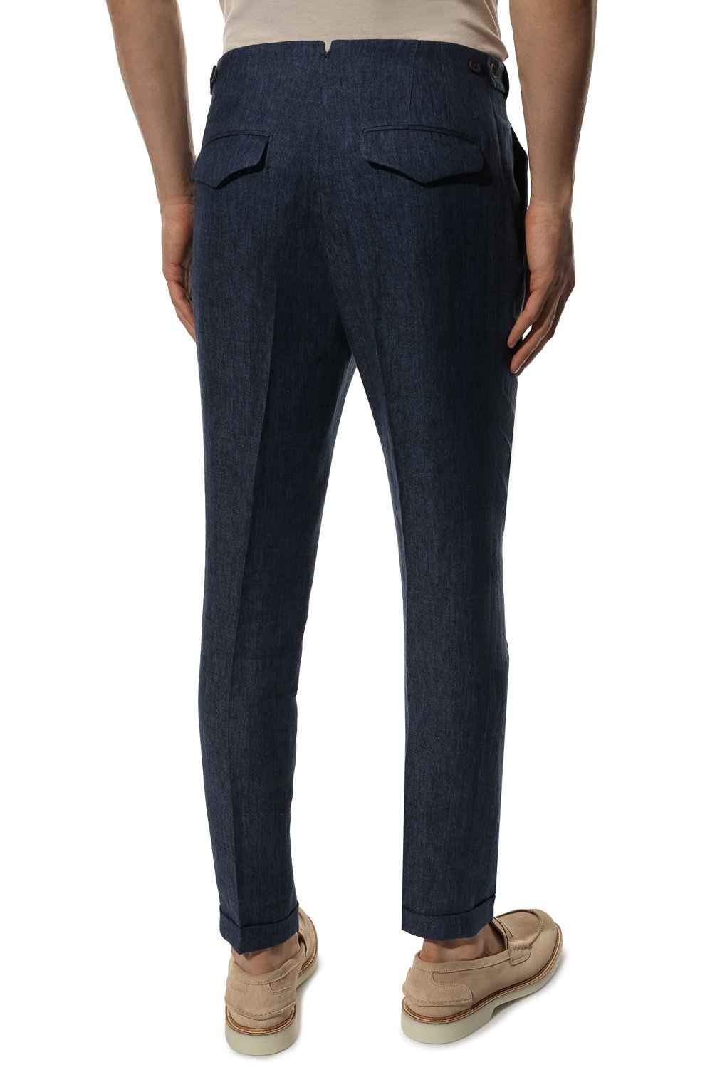 Льняные брюки CORNELIANI темно-синего цвета по цене 42200 руб., арт. 894H05-2114350/01, фото 4 Льняные брюки CORNELIANI, арт. 894H05-2114350/01, фото 4