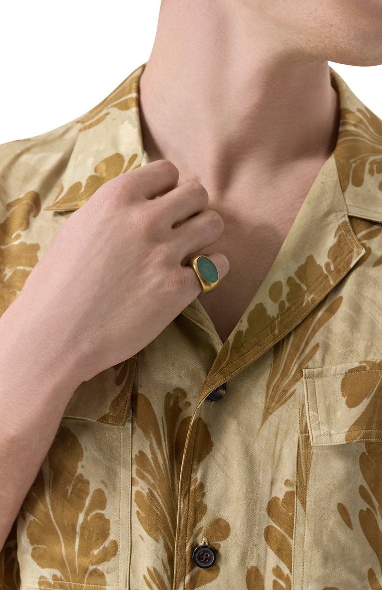 Мужское кольцо DRIES VAN NOTEN зеленого цвета, арт. 251-028202-092 | Фото 2 (Материал: Металл, Камень; Нос: Не проставлено; Автоматизация состава: Проставлено)