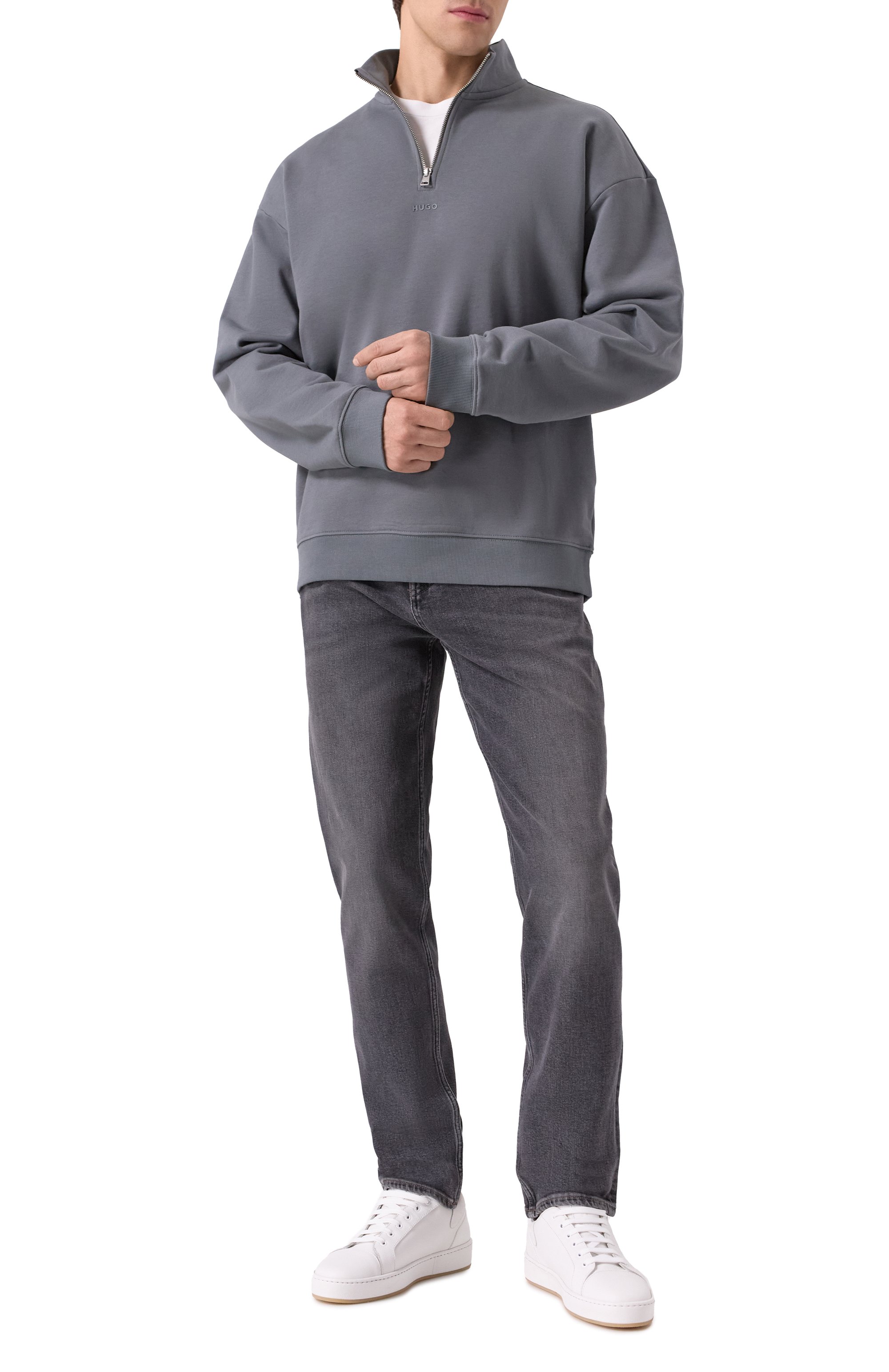 Хлопковый анорак HUGO серого цвета по цене 13600 руб., арт. 50525881, фото 2 Хлопковый анорак HUGO, арт. 50525881, фото 2