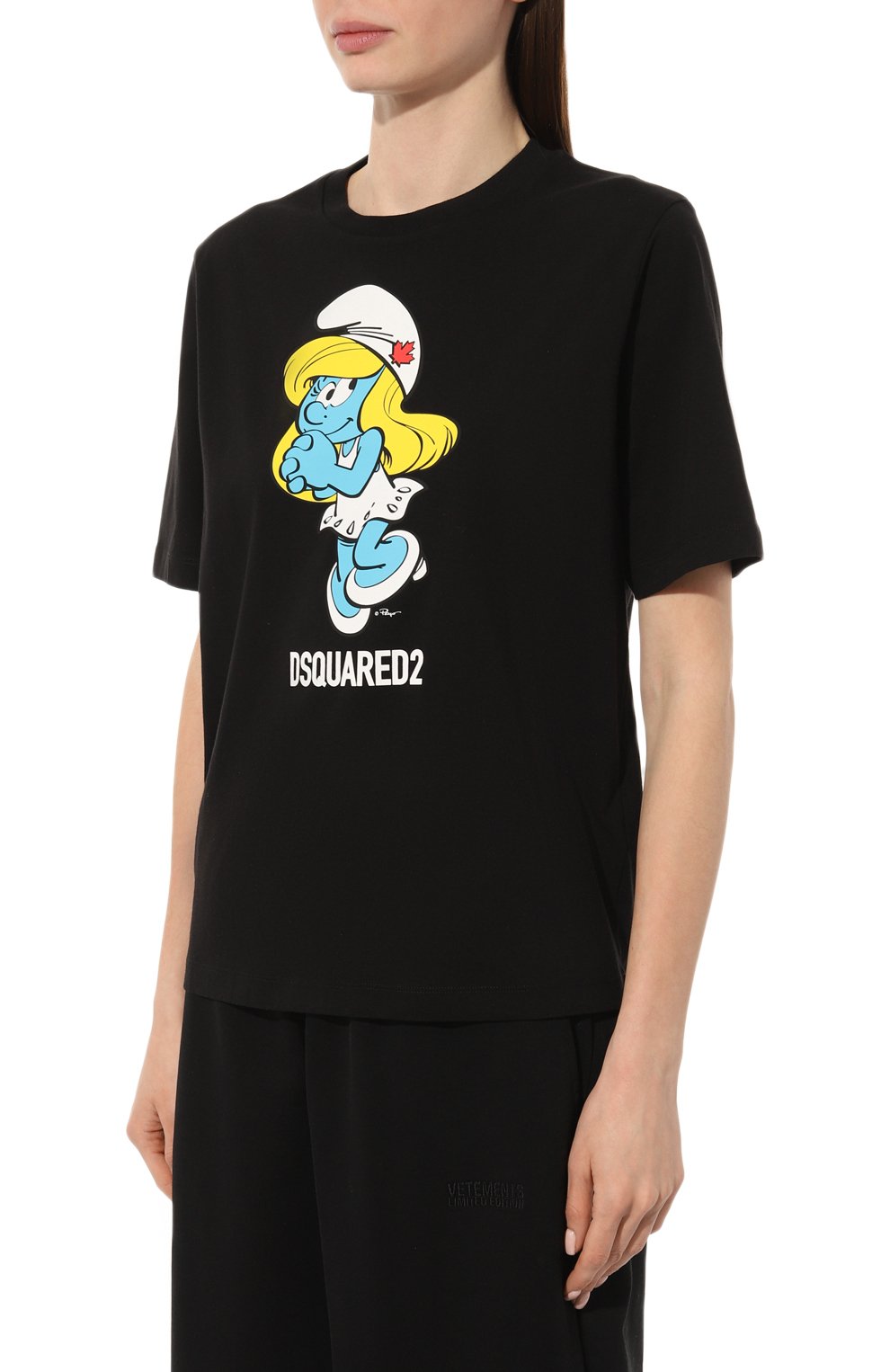 Хлопковая футболка dsquared2 x the smurfs DSQUARED2 черного цвета по цене 32750 руб., арт. S73GC0287/S24558, фото 3 Хлопковая футболка dsquared2 x the smurfs DSQUARED2, арт. S73GC0287/S24558, фото 3