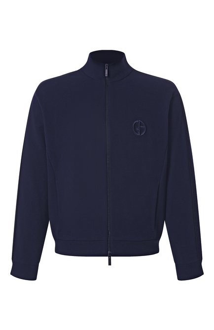 Мужской толстовка из хлопка и кашемира GIORGIO ARMANI темно-синего цвета, арт. GM001096/TE11705 | Фото 1 (Материал сплава: Проставлено; Длина (для топов): Стандартные; Драгоценные камни: Проставлено; Материал внешний: Хлопок; Рукава: Длинные)