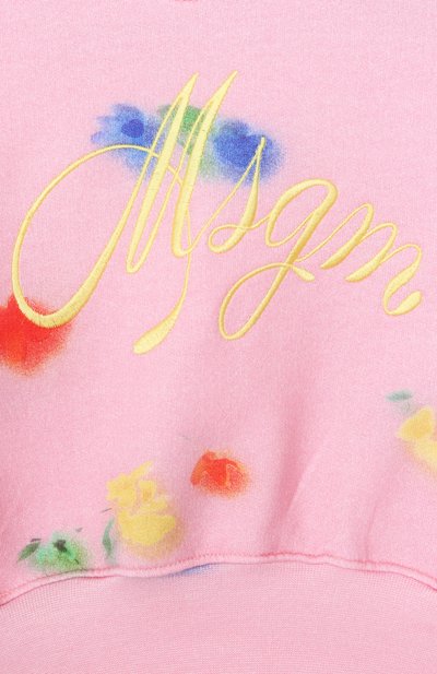 Хлопковый свитшот MSGM KIDS розового цвета по цене 15600 руб., арт. S6MSJGSW281, фото 3 Хлопковый свитшот MSGM KIDS, арт. S6MSJGSW281, фото 3