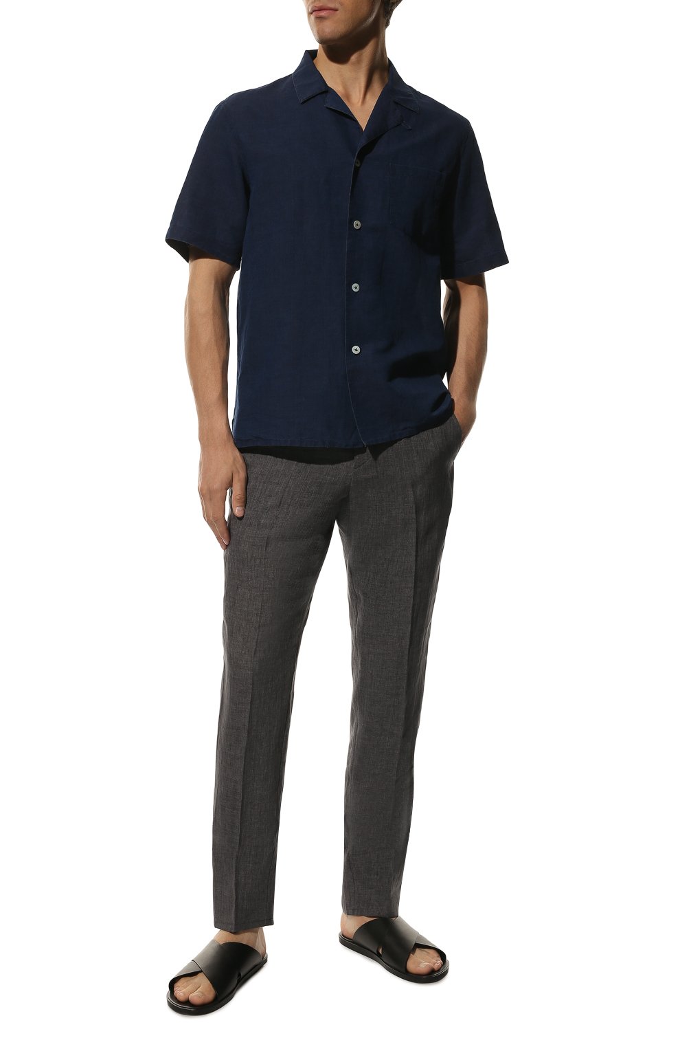 Рубашка изо льна и хлопка ALESSANDRO GHERARDI темно-синего цвета по цене 24750 руб., арт. B0WLING/10AU, фото 2 Рубашка изо льна и хлопка ALESSANDRO GHERARDI, арт. B0WLING/10AU, фото 2