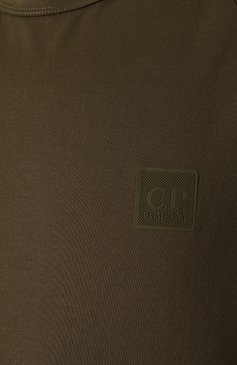 Мужская хлопковая футболка C.P. COMPANY хаки цвета, арт. 18CLTS023A006370W | Фото 6 (Рукава: Короткие; Материал сплава: Проставлено; Длина (для топов): Стандартные; Материал внешний: Хлопок; Драгоценные камни: Проставлено; Принт: Без принта; Стили: Милитари; Кросс-КТ: Джерси; Мужское Кросс-КТ: Футболка-одежда)
