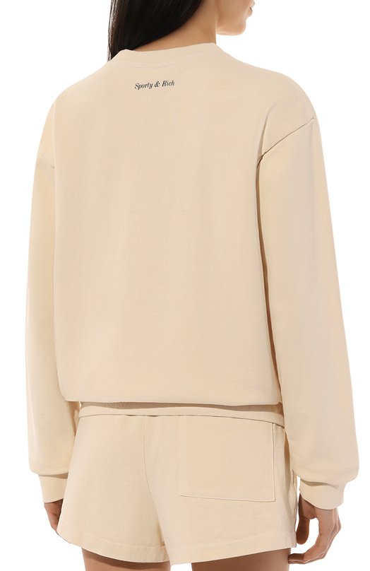 Хлопковый свитшот Sporty and Rich ST071501621CR01 Кремовый  ST071501621CR01 Фото 4