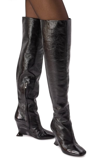 Лакированные ботфорты BALMAIN черного цвета по цене 216500 руб., арт. HN0TB312/LMSI, фото 2 Лакированные ботфорты BALMAIN, арт. HN0TB312/LMSI, фото 2