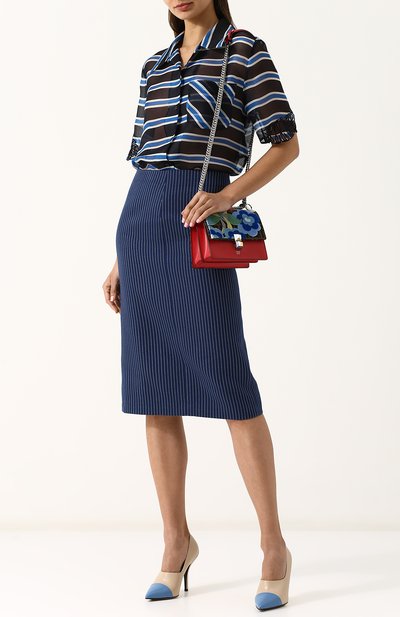 Хлопковая юбка-миди в полоску FENDI, арт. FQ6734 A3BF, фото 2