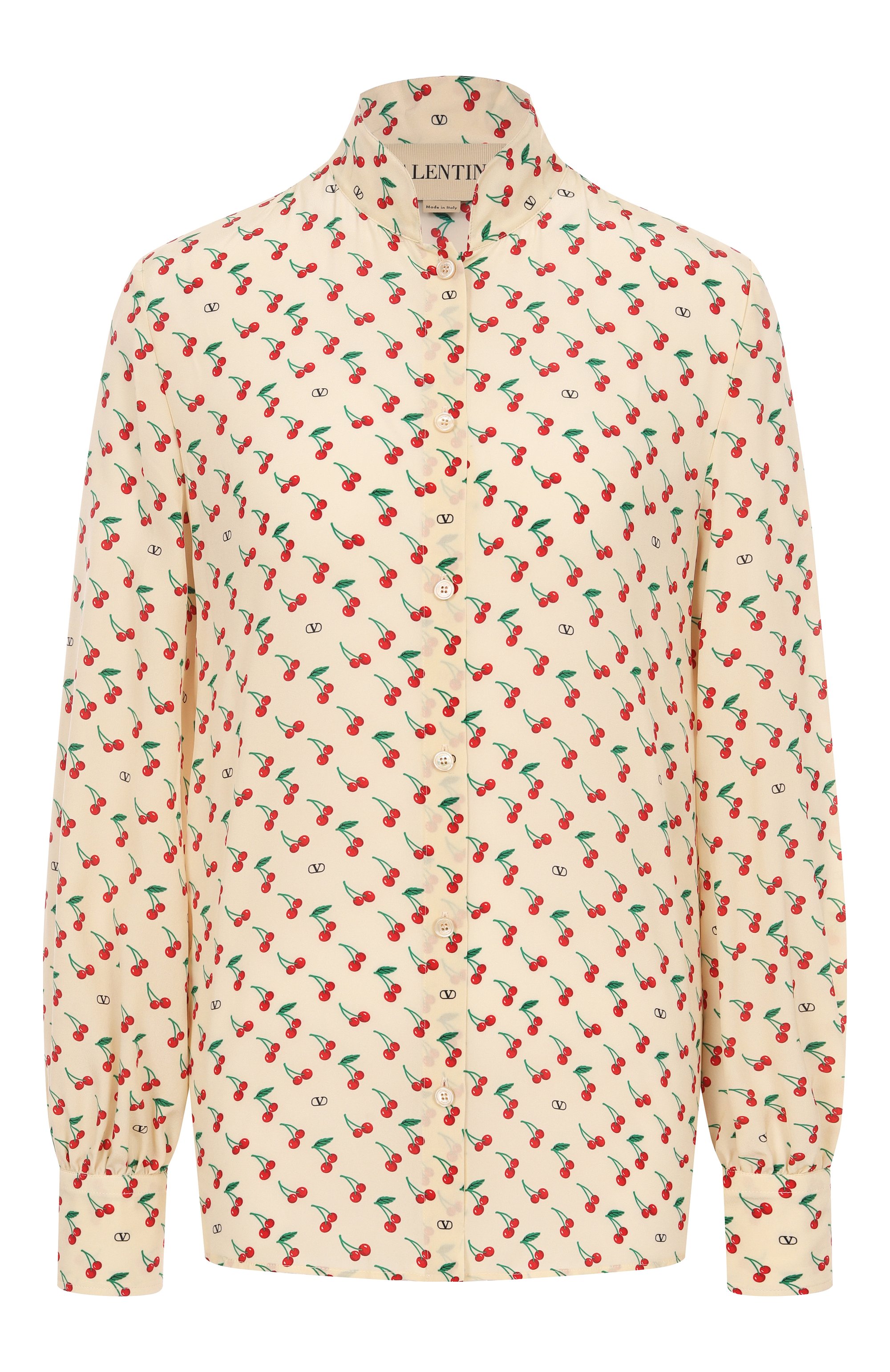 Шелковая рубашка VALENTINO кремового цвета по цене 271500 руб., арт. 7B3AB7U09M9, фото 1 Шелковая рубашка VALENTINO, арт. 7B3AB7U09M9, фото 1