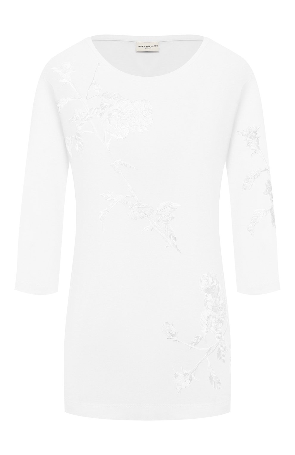 Хлопковая футболка DRIES VAN NOTEN белого цвета по цене 20850 руб., арт. 192-11176-8611, фото 1 Хлопковая футболка DRIES VAN NOTEN, арт. 192-11176-8611, фото 1