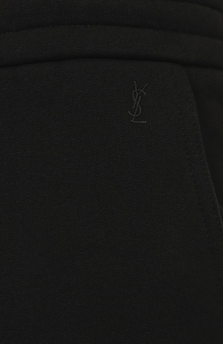 Мужские хлопковые джоггеры SAINT LAURENT черного цвета, арт. 813788/Y36SW | Фото 6 (Материал внешний: Хлопок; Длина (брюки, джинсы): Стандартные; Стили: Кэжуэл; Силуэт М (брюки): Джоггеры; Автоматизация ТО: Проставлено; Автоматиза�ция состава: Проставлено)