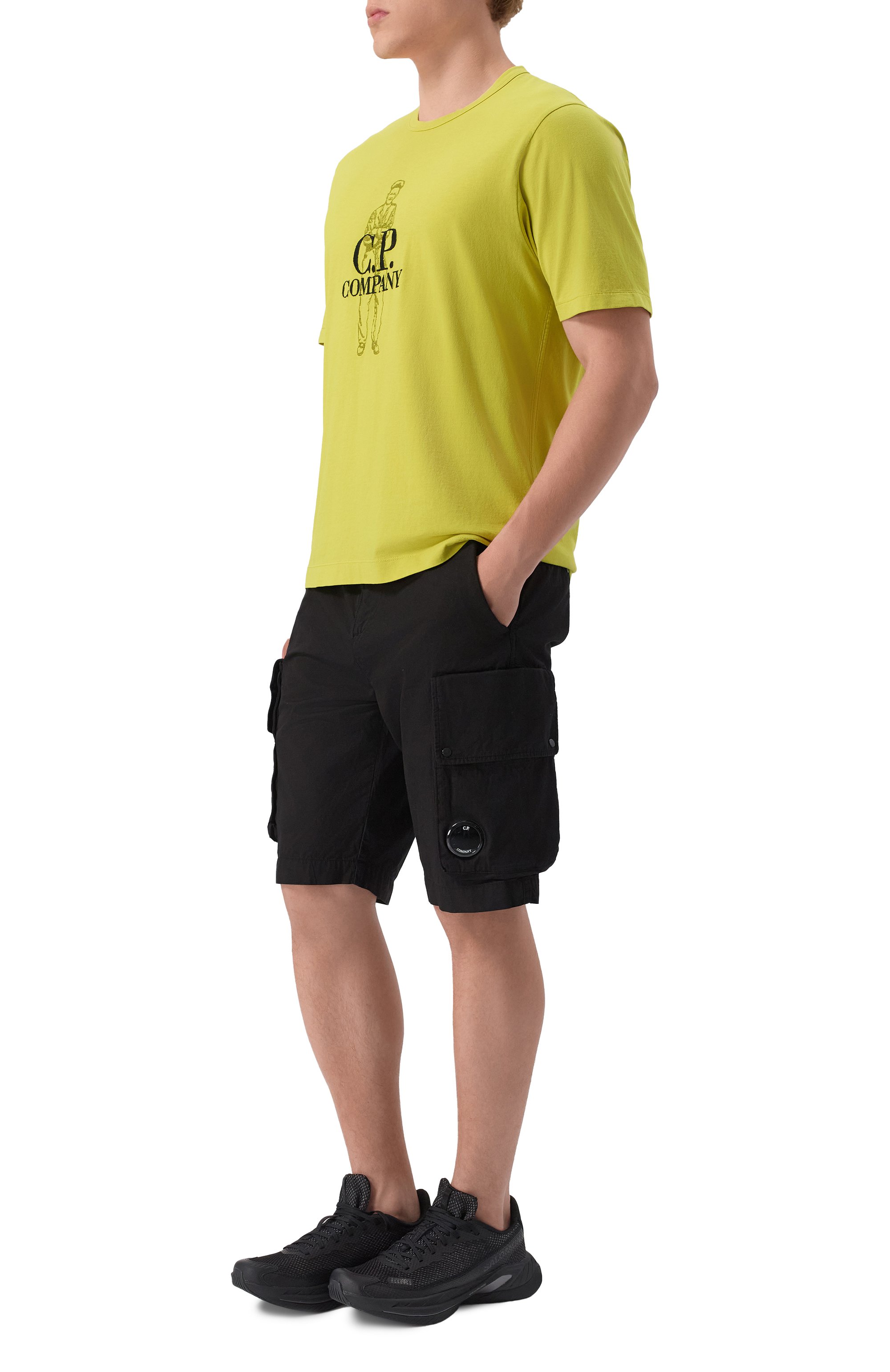 Хлопковая футболка C.P. COMPANY салатового цвета по цене 16300 руб., арт. 18CMTS288A0060570, фото 2 Хлопковая футболка C.P. COMPANY, арт. 18CMTS288A0060570, фото 2