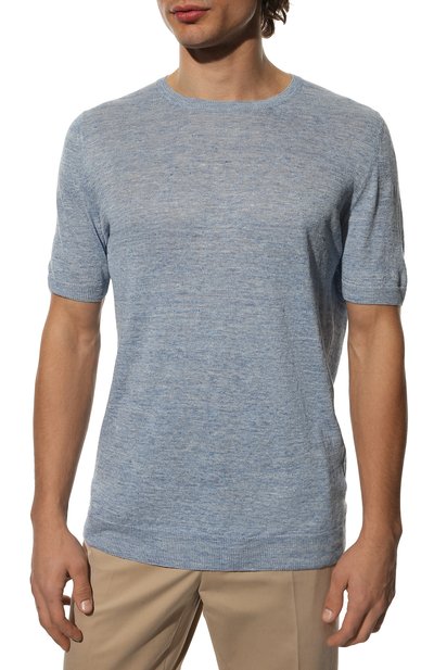 Льняной джемпер GRAN SASSO серо-голубого цвета по цене 19950 руб., арт. 57177/24801, фото 3 Льняной джемпер GRAN SASSO, арт. 57177/24801, фото 3