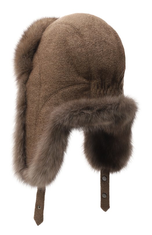 Утепленная шапка-ушанка Star с отделкой из соболя Black Sable BS-24001MG Бежевый  BS-24001MG Фото 2