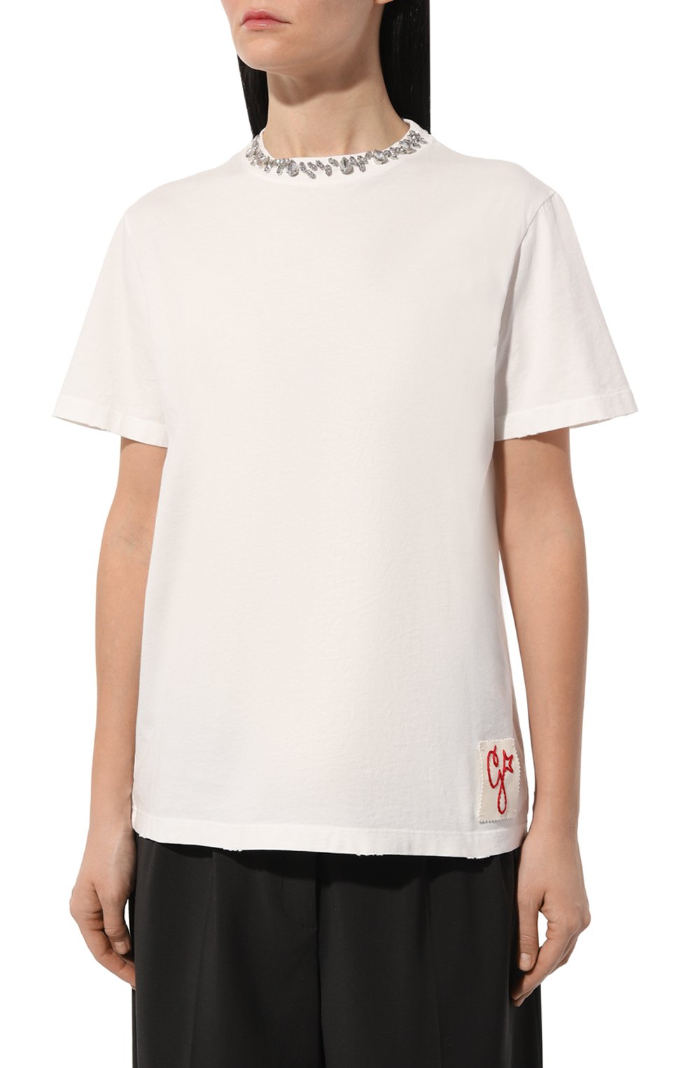Хлопковая футболка GOLDEN GOOSE DELUXE BRAND белого цвета по цене 24050 руб., арт. GWP01220.P000673, фото 3 Хлопковая футболка GOLDEN GOOSE DELUXE BRAND, арт. GWP01220.P000673, фото 3