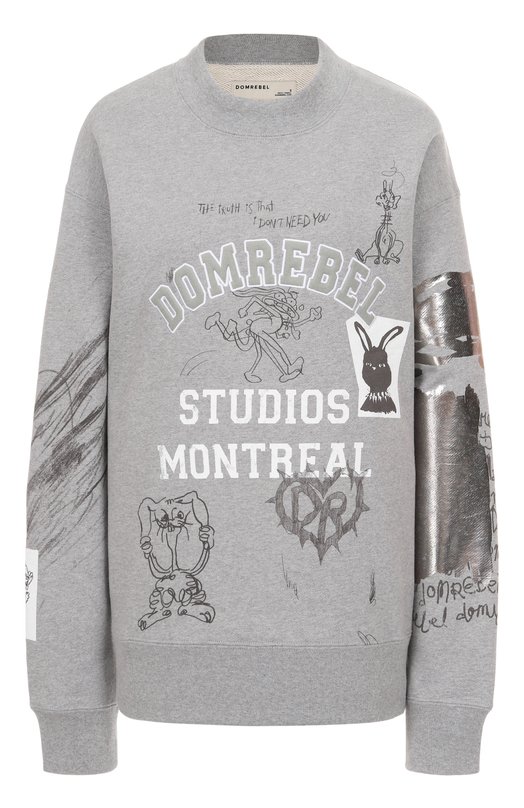 Хлопковый свитшот DOMREBEL C0LLEGE SWEATSHIRT Серый C0LLEGE SWEATSHIRT