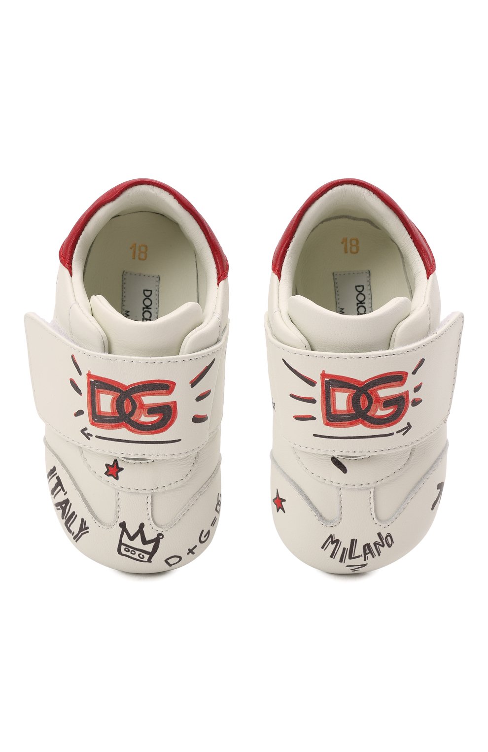 Кожаные пинетки DOLCE & GABBANA белого цвета по цене 24550 руб., арт. DK0117/A0886, фото 4 Кожаные пинетки DOLCE & GABBANA, арт. DK0117/A0886, фото 4