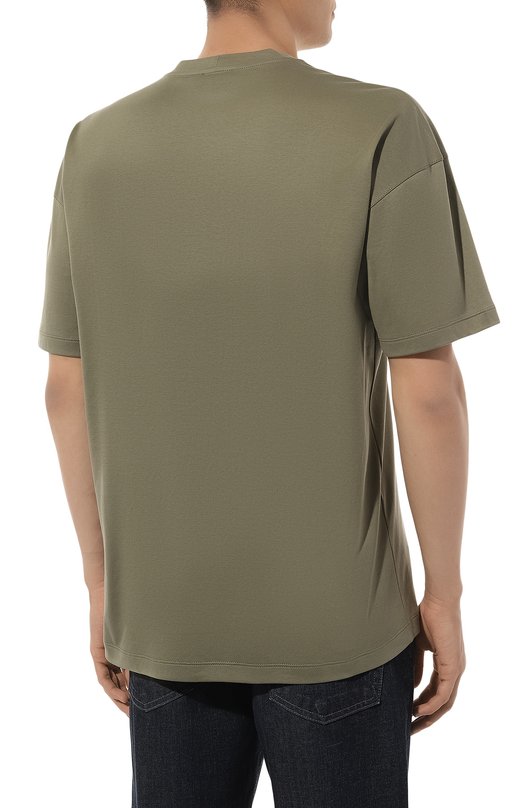 Хлопковая футболка Giorgio Armani GM000159/TE10333 Хаки  GM000159/TE10333 Фото 4