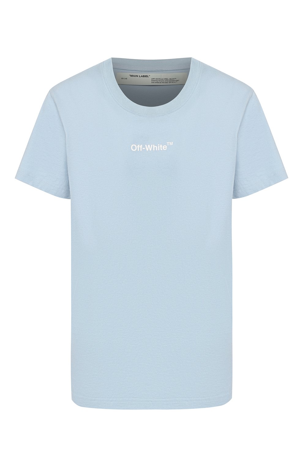 Хлопковая футболка OFF-WHITE голубого цвета по цене 19950 руб., арт. 0WAA049R20B070433301, фото 1 Хлопковая футболка OFF-WHITE, арт. 0WAA049R20B070433301, фото 1