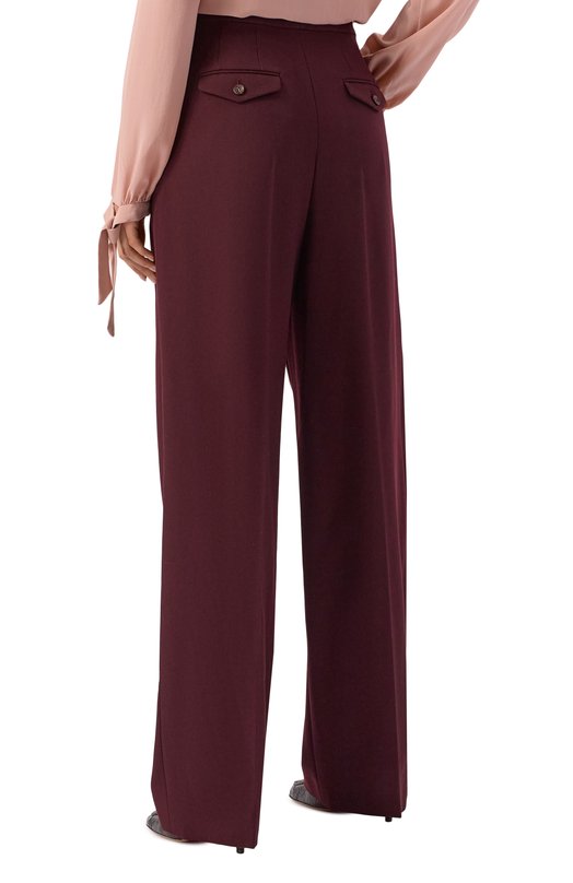 Шерстяные брюки Chloé CH26SPA06164 Бордовый  CH26SPA06164 Фото 4