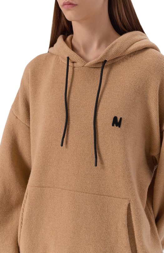 Худи из шерсти и кашемира MSGM 3940MM205/257596 Бежевый  3940MM205/257596 Фото 5