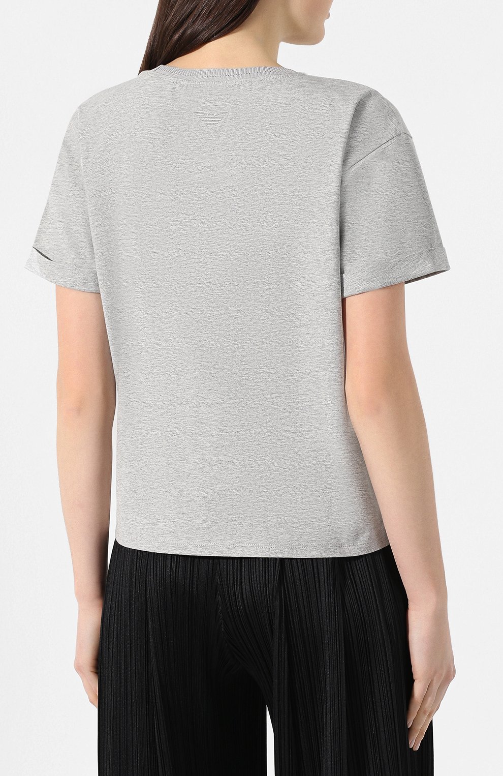 Хлопковая футболка EMPORIO ARMANI серого цвета по цене 11450 руб., арт. 3G2T84/2JQAZ, фото 4 Хлопковая футболка EMPORIO ARMANI, арт. 3G2T84/2JQAZ, фото 4