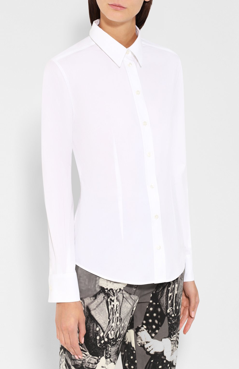 Хлопковая рубашка DOLCE & GABBANA белого цвета по цене 39950 руб., арт. 0102/F5F80T/FUEAJ, фото 3 Хлопковая рубашка DOLCE & GABBANA, арт. 0102/F5F80T/FUEAJ, фото 3