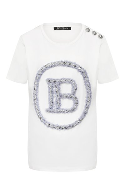 Женская хлопковая футболка BALMAIN, арт. SF21159/P021