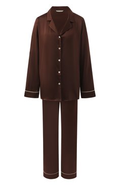 Женская шелковая пижама PRIMROSE коричневого цвета, арт. 2W.500RB.KR001 | Фото 1 (Материал внешний: Шелк; Нос: Не проставлено; Материал сплава: Проставлено)