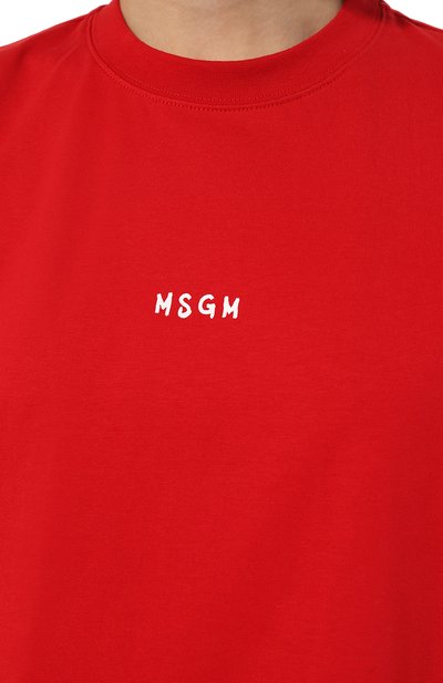 Хлопковая футболка MSGM красного цвета по цене 9950 руб., арт. 3541MDM550/237798, фото 5 Хлопковая футболка MSGM, арт. 3541MDM550/237798, фото 5