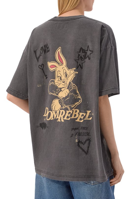 Хлопковая футболка DOMREBEL THE 0NE/T-SHIRT Серый  THE 0NE/T-SHIRT Фото 4